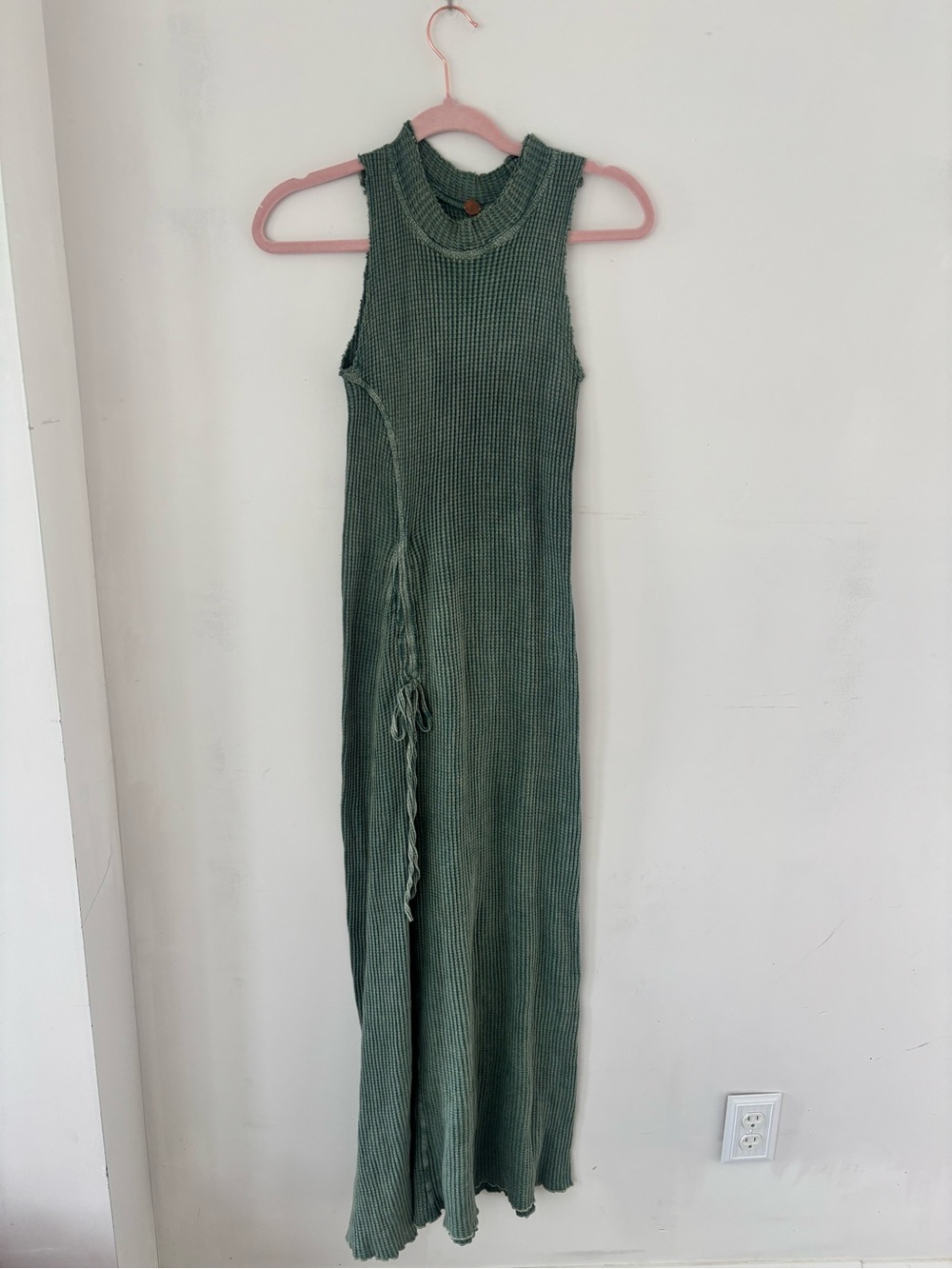 Free People One XS Green Ribbed Gauzy Maxi Dress - Picture 2 of 4